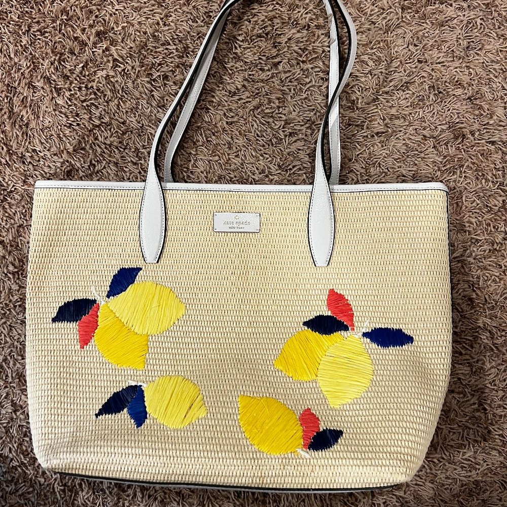 Kate Spade Ash Straw Lemon Tote